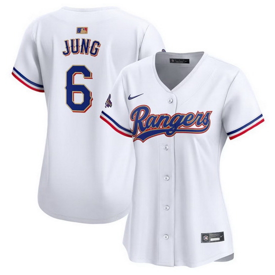 Women Texas Rangers 6 Josh Jung White 2024 Gold Collection Stitched Baseball Jersey Women Texas Rangers 6 Josh Jung White 2024 Gold Collection Stitched Baseball Jersey