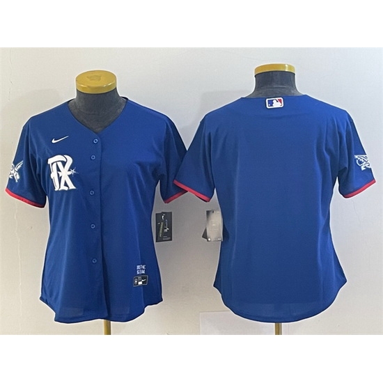 Women Texas Rangers Blank Royal 2023 City Connect Stitched Baseball Jersey Women Texas Rangers Blank Royal 2023 City Connect Stitched Baseball Jersey