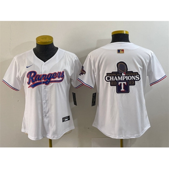 Women Texas Rangers Team Big Logo White Gold Stitched Baseball Jersey 1 Women Texas Rangers Team Big Logo White Gold Stitched Baseball Jersey 1