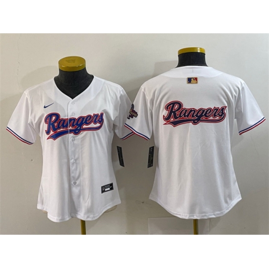 Women Texas Rangers Team Big Logo White Gold Stitched Baseball Jersey Women Texas Rangers Team Big Logo White Gold Stitched Baseball Jersey
