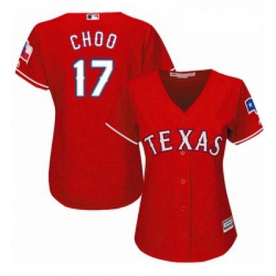 Womens Majestic Texas Rangers 17 Shin Soo Choo Replica Red Alternate Cool Base MLB Jersey Womens Majestic Texas Rangers 17 Shin Soo Choo Replica Red Alternate Cool Base MLB Jersey