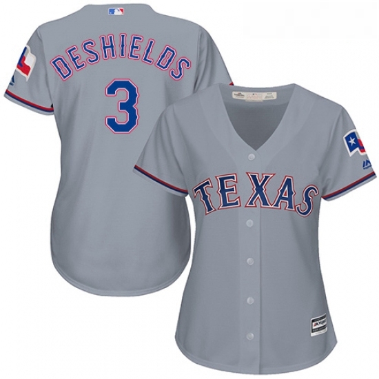 Womens Majestic Texas Rangers 3 Delino DeShields Authentic Grey Road Cool Base MLB Jersey Womens Majestic Texas Rangers 3 Delino DeShields Authentic Grey Road Cool Base MLB Jersey