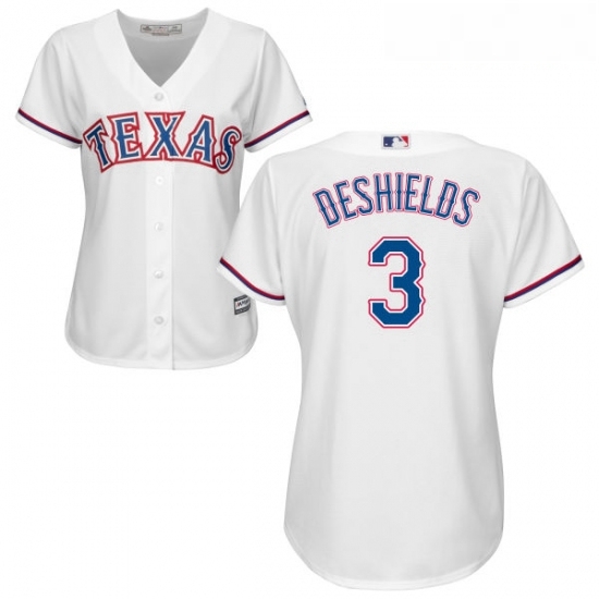 Womens Majestic Texas Rangers 3 Delino DeShields Replica White Home Cool Base MLB Jersey Womens Majestic Texas Rangers 3 Delino DeShields Replica White Home Cool Base MLB Jersey