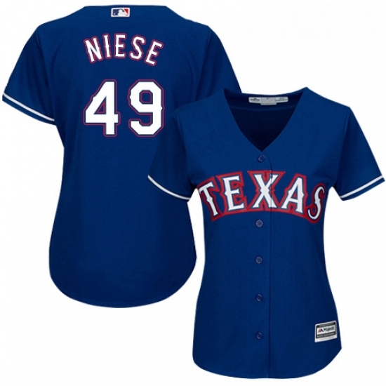 Womens Majestic Texas Rangers 49 Jon Niese Authentic Royal Blue Alternate 2 Cool Base MLB Jersey Womens Majestic Texas Rangers 49 Jon Niese Authentic Royal Blue Alternate 2 Cool Base MLB Jersey