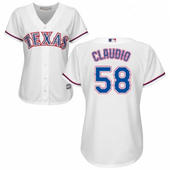 Womens Majestic Texas Rangers 58 Alex Claudio Replica White Home Cool Base MLB Jersey Womens Majestic Texas Rangers 58 Alex Claudio Replica White Home Cool Base MLB Jersey