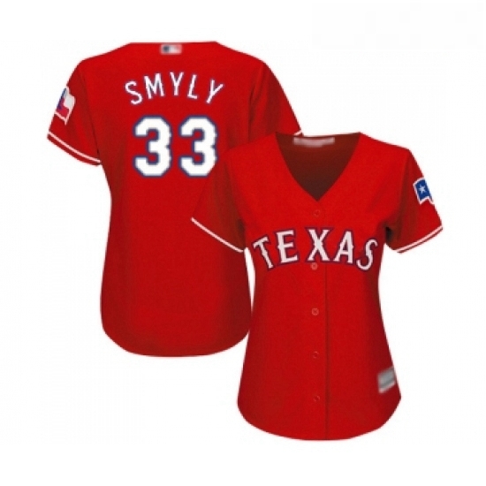 Womens Texas Rangers 33 Drew Smyly Replica Red Alternate Cool Base Baseball Jersey Womens Texas Rangers 33 Drew Smyly Replica Red Alternate Cool Base Baseball Jersey