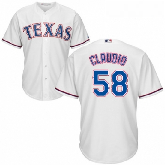 Youth Majestic Texas Rangers 58 Alex Claudio Replica White Home Cool Base MLB Jersey Youth Majestic Texas Rangers 58 Alex Claudio Replica White Home Cool Base MLB Jersey