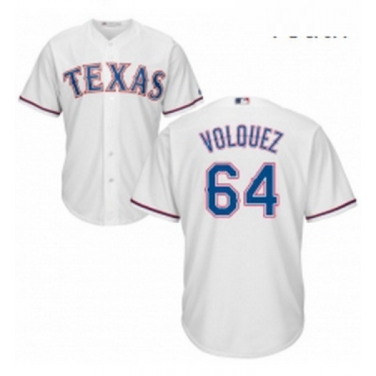 Youth Majestic Texas Rangers 64 Edinson Volquez Replica White Home Cool Base MLB Jersey Youth Majestic Texas Rangers 64 Edinson Volquez Replica White Home Cool Base MLB Jersey