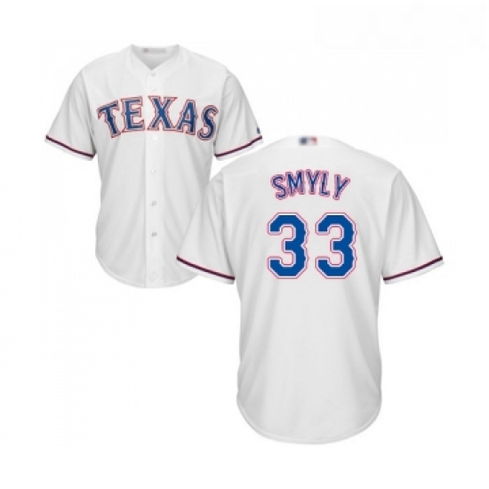 Youth Texas Rangers 33 Drew Smyly Replica White Home Cool Base Baseball Jersey Youth Texas Rangers 33 Drew Smyly Replica White Home Cool Base Baseball Jersey