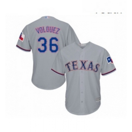 Youth Texas Rangers 36 Edinson Volquez Replica Grey Road Cool Base Baseball Jersey Youth Texas Rangers 36 Edinson Volquez Replica Grey Road Cool Base Baseball Jersey