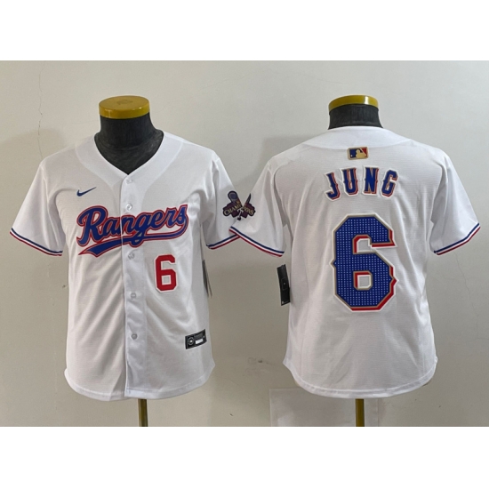 Youth Texas Rangers 6 Josh Jung White Gold Stitched Baseball Jersey 5 Youth Texas Rangers 6 Josh Jung White Gold Stitched Baseball Jersey 5