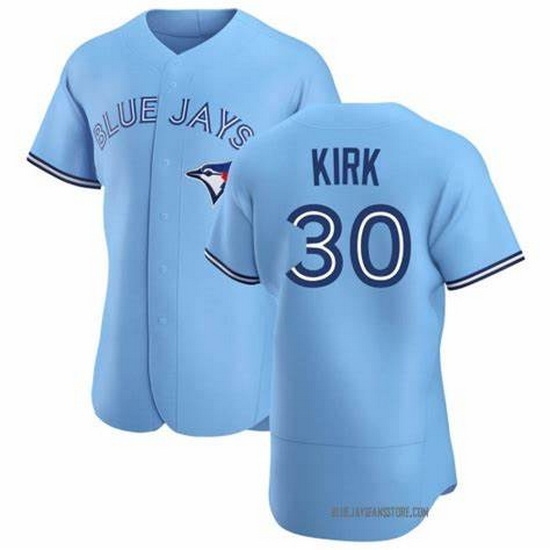 Men Nike Toronto Blue Jays #30 Alejandro Kirk Light Blue Home Stitched Cool Base Player Jersey Men Nike Toronto Blue Jays #30 Alejandro Kirk Light Blue Home Stitched Cool Base Player Jersey