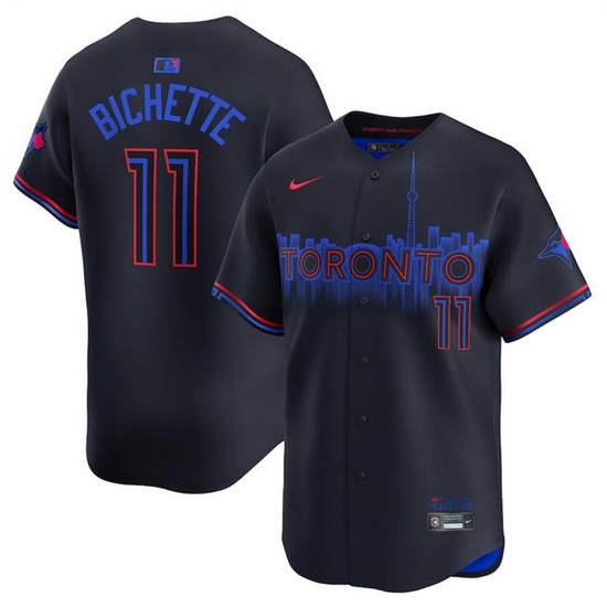 Men Toronto Blue Jays 11 Bo Bichette Black 2024 City Connect Limited Stitched Baseball Jersey Men Toronto Blue Jays 11 Bo Bichette Black 2024 City Connect Limited Stitched Baseball Jersey