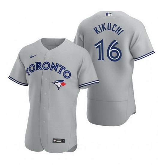 Men Toronto Blue Jays 16 Yusei Kikuchi Grey Flex Base Stitched Baseball jersey Men Toronto Blue Jays 16 Yusei Kikuchi Grey Flex Base Stitched Baseball jersey