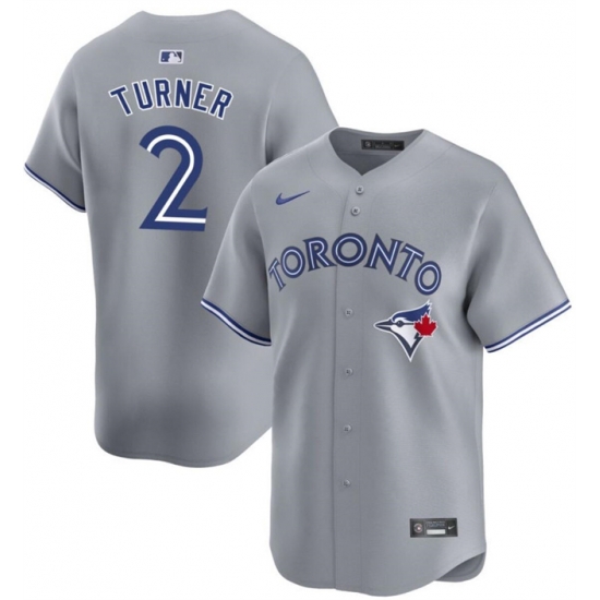 Men Toronto Blue Jays 2 Justin Turner Grey Away Limited Stitched Jersey Men Toronto Blue Jays 2 Justin Turner Grey Away Limited Stitched Jersey