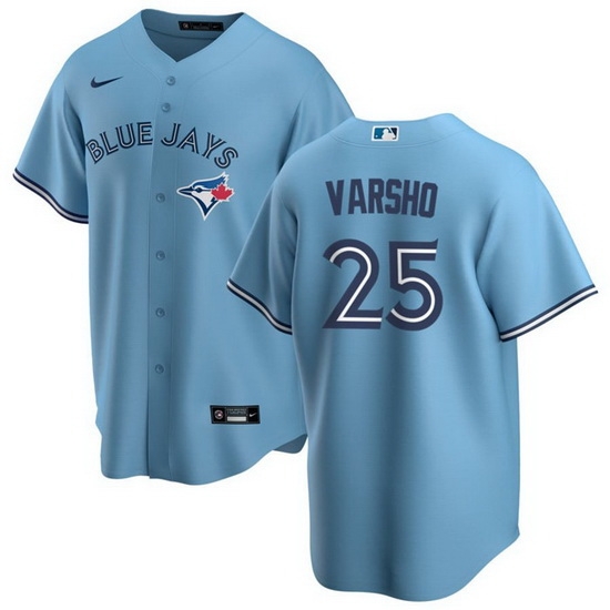 Men Toronto Blue Jays 25 Daulton Varsho Light Blue Cool Base Stitched Jersey Men Toronto Blue Jays 25 Daulton Varsho Light Blue Cool Base Stitched Jersey
