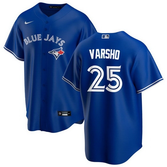 Men Toronto Blue Jays 25 Daulton Varsho Royal Cool Base Stitched Jersey Men Toronto Blue Jays 25 Daulton Varsho Royal Cool Base Stitched Jersey