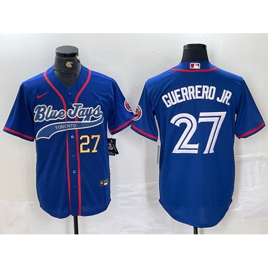 Men Toronto Blue Jays 27 Vladimir Guerrero Jr Royal Cool Base Stitched Baseball Jersey 3 Men Toronto Blue Jays 27 Vladimir Guerrero Jr Royal Cool Base Stitched Baseball Jersey 3