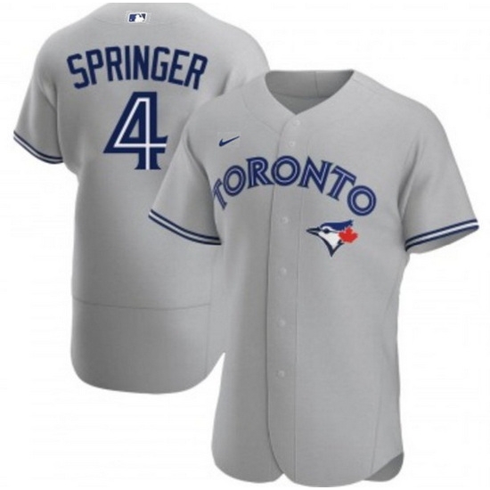 Men Toronto Blue Jays 4 George Springer Grey Flex Base Stitched Jerse Men Toronto Blue Jays 4 George Springer Grey Flex Base Stitched Jerse