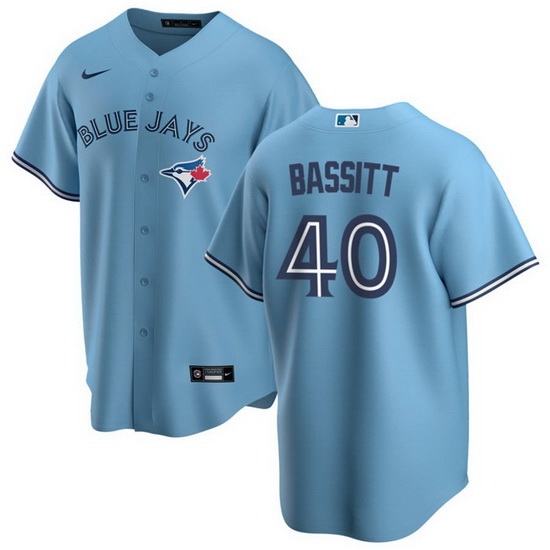 Men Toronto Blue Jays 40 Chris Bassitt Light Blue Cool Base Stitched Jersey Men Toronto Blue Jays 40 Chris Bassitt Light Blue Cool Base Stitched Jersey