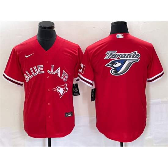 Men Toronto Blue Jays Red Team Big Logo Cool Base Stitched Baseball Jersey Men Toronto Blue Jays Red Team Big Logo Cool Base Stitched Baseball Jersey