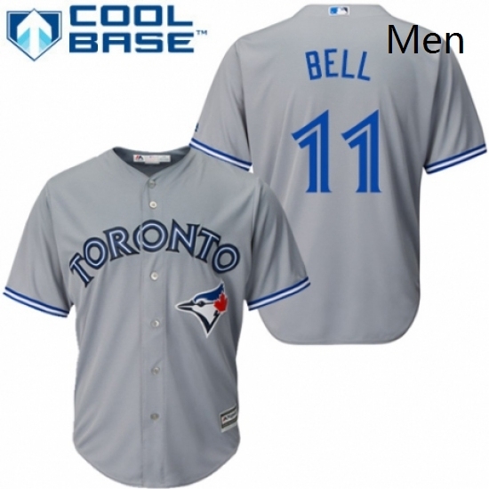 Mens Majestic Toronto Blue Jays 11 George Bell Replica Grey Road MLB Jersey Mens Majestic Toronto Blue Jays 11 George Bell Replica Grey Road MLB Jersey