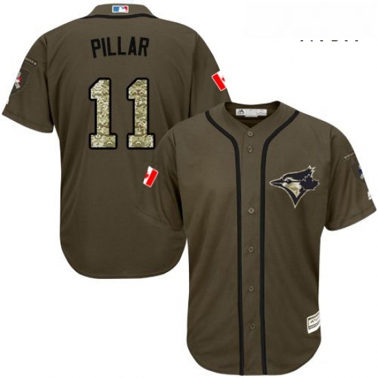 Mens Majestic Toronto Blue Jays 11 Kevin Pillar Authentic Green Salute to Service MLB Jersey Mens Majestic Toronto Blue Jays 11 Kevin Pillar Authentic Green Salute to Service MLB Jersey