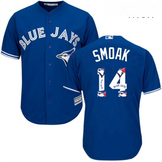 Mens Majestic Toronto Blue Jays 14 Justin Smoak Authentic Blue Team Logo Fashion MLB Jersey Mens Majestic Toronto Blue Jays 14 Justin Smoak Authentic Blue Team Logo Fashion MLB Jersey