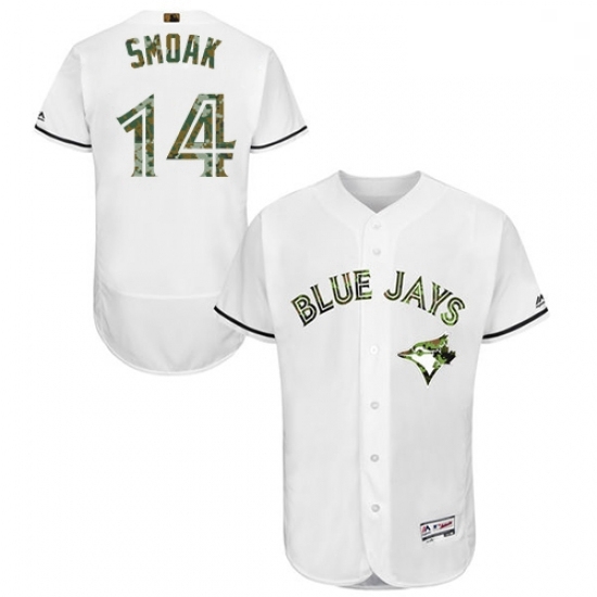 Mens Majestic Toronto Blue Jays 14 Justin Smoak Authentic White 2016 Memorial Day Fashion Flex Base Jersey Mens Majestic Toronto Blue Jays 14 Justin Smoak Authentic White 2016 Memorial Day Fashion Flex Base Jersey