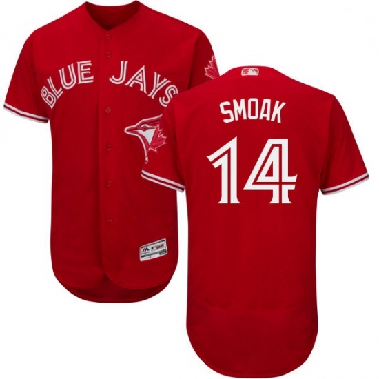 Mens Majestic Toronto Blue Jays 14 Justin Smoak Scarlet Flexbase Authentic Collection Alternate MLB Jersey Mens Majestic Toronto Blue Jays 14 Justin Smoak Scarlet Flexbase Authentic Collection Alternate MLB Jersey