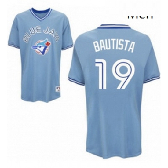 Mens Majestic Toronto Blue Jays 19 Jose Bautista Authentic Light Blue MLB Jersey Mens Majestic Toronto Blue Jays 19 Jose Bautista Authentic Light Blue MLB Jersey