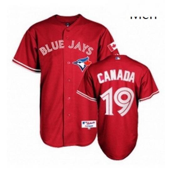 Mens Majestic Toronto Blue Jays 19 Jose Bautista Authentic Red Canada Day MLB Jersey Mens Majestic Toronto Blue Jays 19 Jose Bautista Authentic Red Canada Day MLB Jersey