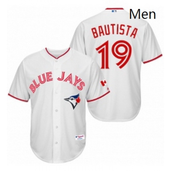 Mens Majestic Toronto Blue Jays 19 Jose Bautista Authentic White 2015 Canada Day MLB Jersey Mens Majestic Toronto Blue Jays 19 Jose Bautista Authentic White 2015 Canada Day MLB Jersey