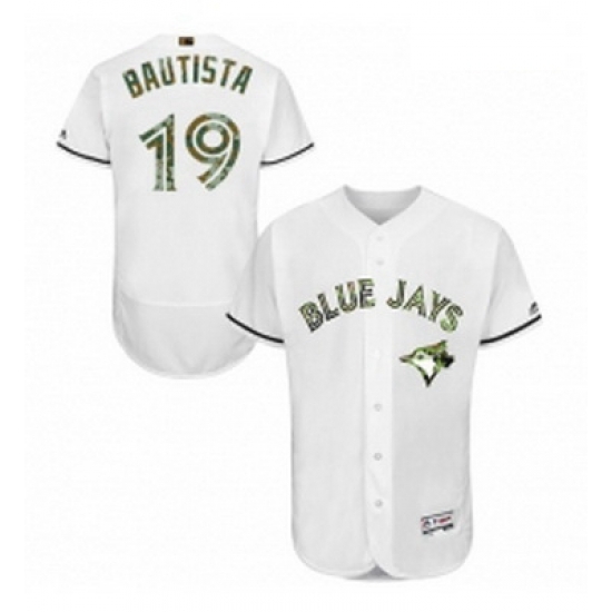 Mens Majestic Toronto Blue Jays 19 Jose Bautista Authentic White 2016 Memorial Day Fashion Flex Base Jersey Mens Majestic Toronto Blue Jays 19 Jose Bautista Authentic White 2016 Memorial Day Fashion Flex Base Jersey