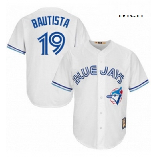 Mens Majestic Toronto Blue Jays 19 Jose Bautista Authentic White Cooperstown MLB Jersey Mens Majestic Toronto Blue Jays 19 Jose Bautista Authentic White Cooperstown MLB Jersey