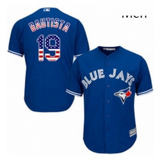 Mens Majestic Toronto Blue Jays 19 Jose Bautista Replica Royal Blue USA Flag Fashion MLB Jersey Mens Majestic Toronto Blue Jays 19 Jose Bautista Replica Royal Blue USA Flag Fashion MLB Jersey