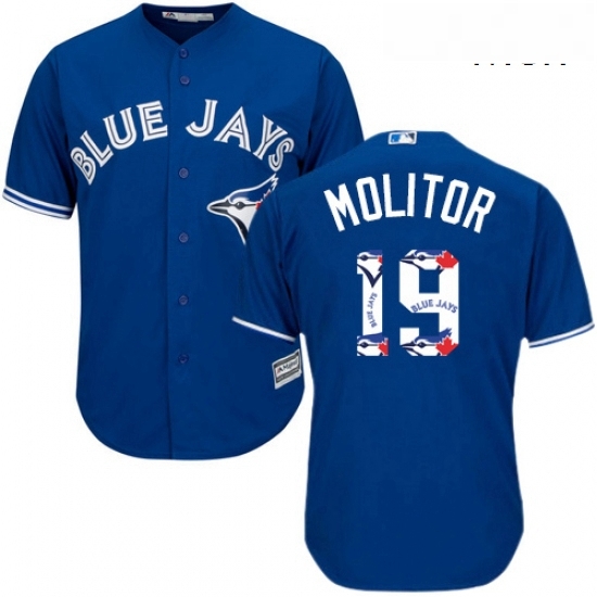 Mens Majestic Toronto Blue Jays 19 Paul Molitor Authentic Blue Team Logo Fashion MLB Jersey Mens Majestic Toronto Blue Jays 19 Paul Molitor Authentic Blue Team Logo Fashion MLB Jersey
