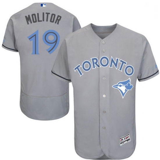 Mens Majestic Toronto Blue Jays 19 Paul Molitor Authentic Gray 2016 Fathers Day Fashion Flex Base MLB Jersey Mens Majestic Toronto Blue Jays 19 Paul Molitor Authentic Gray 2016 Fathers Day Fashion Flex Base MLB Jersey