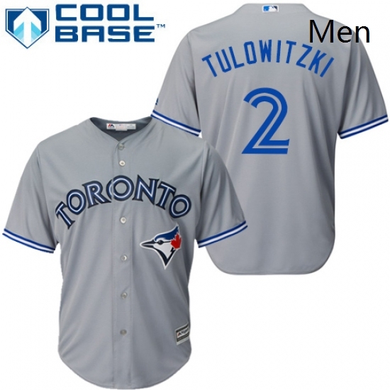 Mens Majestic Toronto Blue Jays 2 Troy Tulowitzki Replica Grey Road MLB Jersey Mens Majestic Toronto Blue Jays 2 Troy Tulowitzki Replica Grey Road MLB Jersey