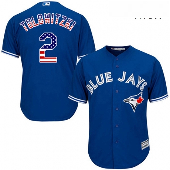 Mens Majestic Toronto Blue Jays 2 Troy Tulowitzki Replica Royal Blue USA Flag Fashion MLB Jersey Mens Majestic Toronto Blue Jays 2 Troy Tulowitzki Replica Royal Blue USA Flag Fashion MLB Jersey