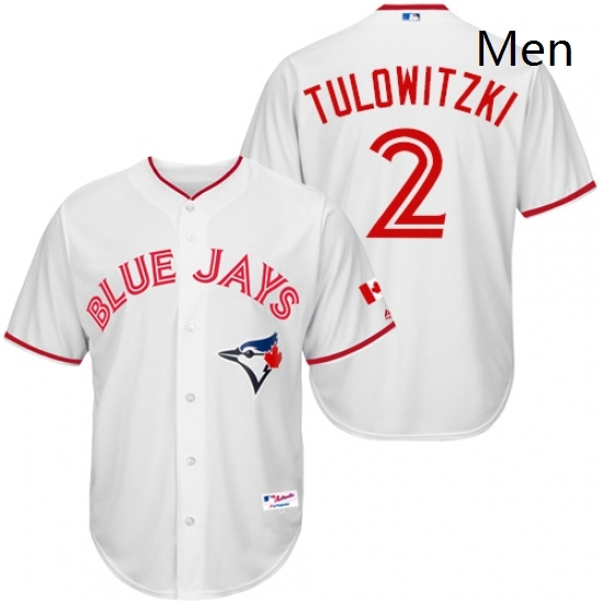 Mens Majestic Toronto Blue Jays 2 Troy Tulowitzki Replica White 2015 Canada Day MLB Jersey Mens Majestic Toronto Blue Jays 2 Troy Tulowitzki Replica White 2015 Canada Day MLB Jersey