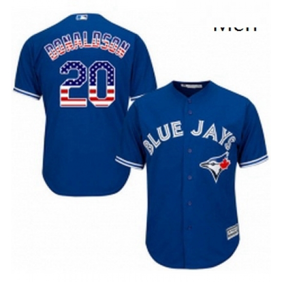 Mens Majestic Toronto Blue Jays 20 Josh Donaldson Authentic Royal Blue USA Flag Fashion MLB Jersey Mens Majestic Toronto Blue Jays 20 Josh Donaldson Authentic Royal Blue USA Flag Fashion MLB Jersey