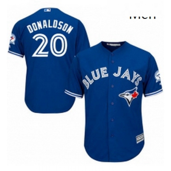 Mens Majestic Toronto Blue Jays 20 Josh Donaldson Replica Blue Alternate 40th Anniversary Patch MLB Jersey Mens Majestic Toronto Blue Jays 20 Josh Donaldson Replica Blue Alternate 40th Anniversary Patch MLB Jersey