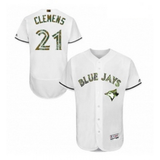 Mens Majestic Toronto Blue Jays 21 Roger Clemens Authentic White 2016 Memorial Day Fashion Flex Base Jersey Mens Majestic Toronto Blue Jays 21 Roger Clemens Authentic White 2016 Memorial Day Fashion Flex Base Jersey