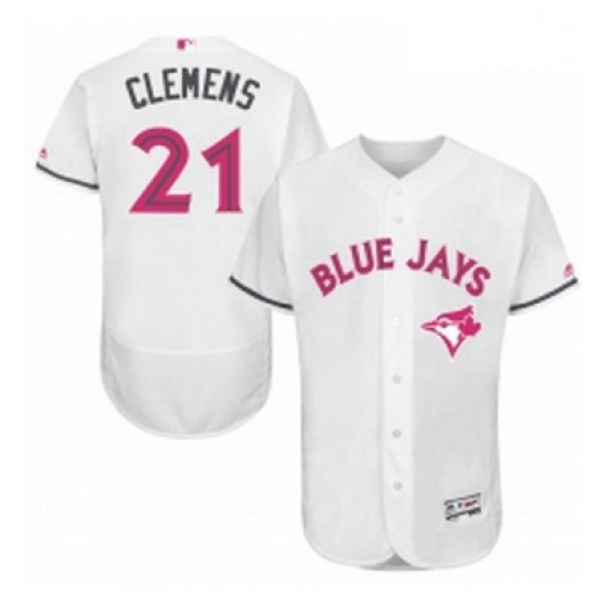 Mens Majestic Toronto Blue Jays 21 Roger Clemens Authentic White 2016 Mothers Day Fashion Flex Base Jersey Mens Majestic Toronto Blue Jays 21 Roger Clemens Authentic White 2016 Mothers Day Fashion Flex Base Jersey