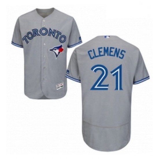Mens Majestic Toronto Blue Jays 21 Roger Clemens Grey Road Flex Base Authentic Collection MLB Jersey Mens Majestic Toronto Blue Jays 21 Roger Clemens Grey Road Flex Base Authentic Collection MLB Jersey