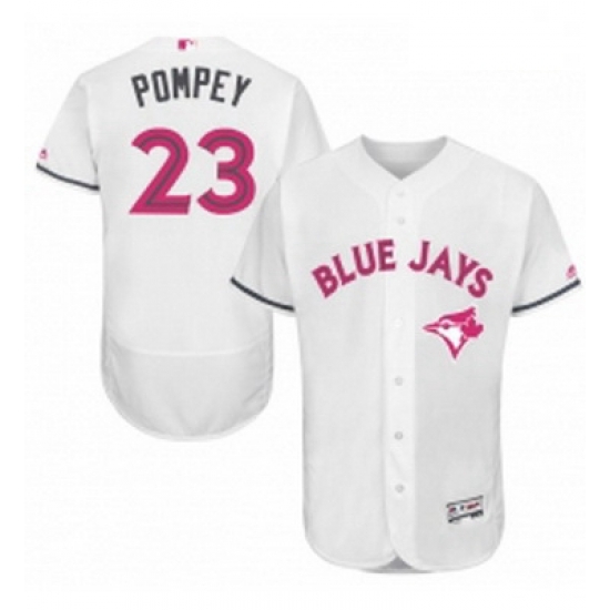 Mens Majestic Toronto Blue Jays 23 Dalton Pompey Authentic White 2016 Mothers Day Fashion Flex Base Jersey Mens Majestic Toronto Blue Jays 23 Dalton Pompey Authentic White 2016 Mothers Day Fashion Flex Base Jersey