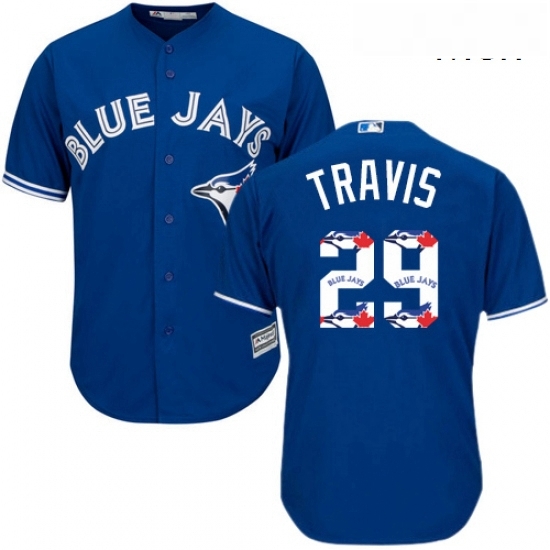 Mens Majestic Toronto Blue Jays 29 Devon Travis Authentic Blue Team Logo Fashion MLB Jersey Mens Majestic Toronto Blue Jays 29 Devon Travis Authentic Blue Team Logo Fashion MLB Jersey