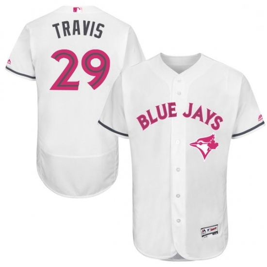 Mens Majestic Toronto Blue Jays 29 Devon Travis Authentic White 2016 Mothers Day Fashion Flex Base MLB Jersey Mens Majestic Toronto Blue Jays 29 Devon Travis Authentic White 2016 Mothers Day Fashion Flex Base MLB Jersey