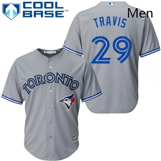 Mens Majestic Toronto Blue Jays 29 Devon Travis Replica Grey Road MLB Jersey Mens Majestic Toronto Blue Jays 29 Devon Travis Replica Grey Road MLB Jersey